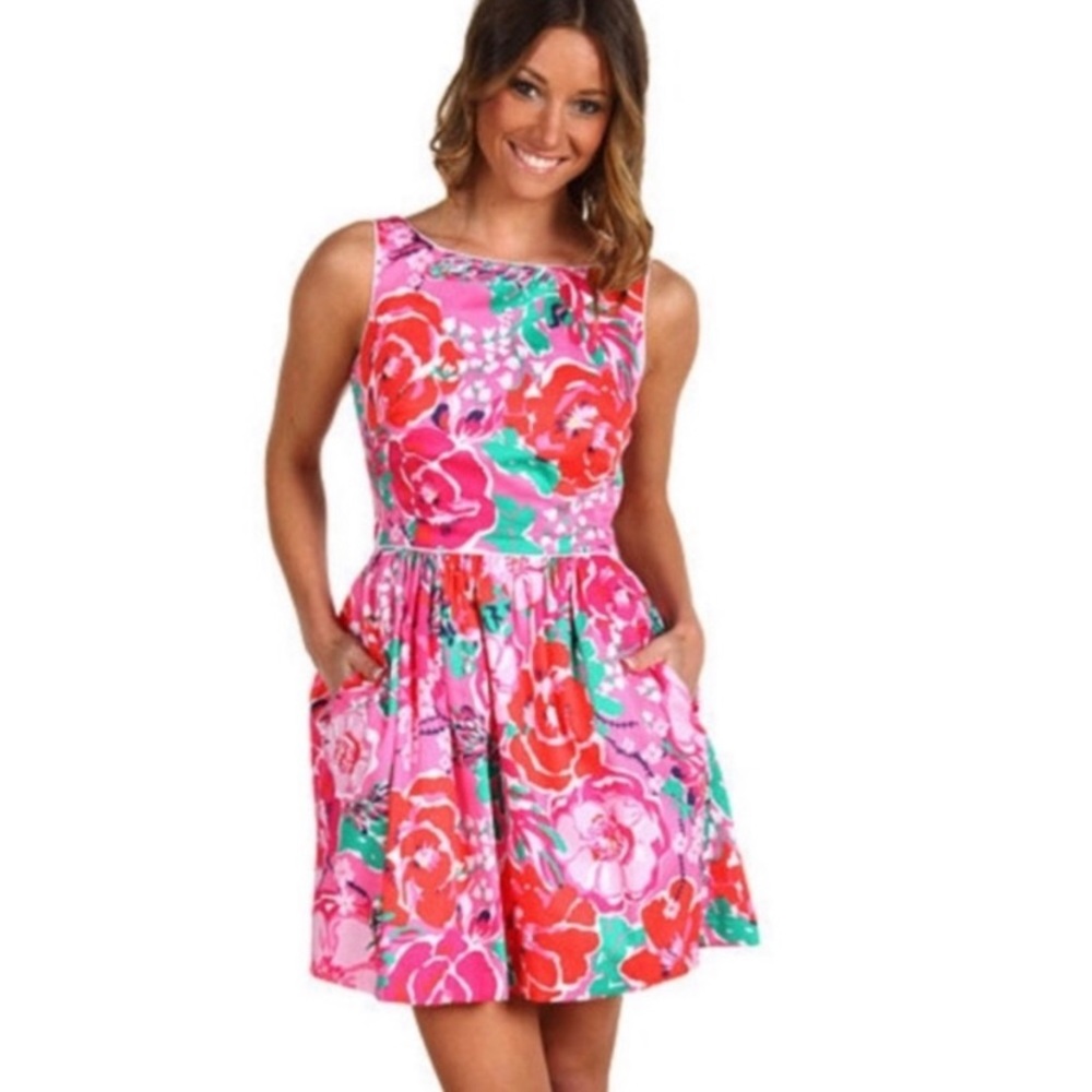 Lilly Pulitzer Aleesa Floral Pink Dress Discontinued Size 4